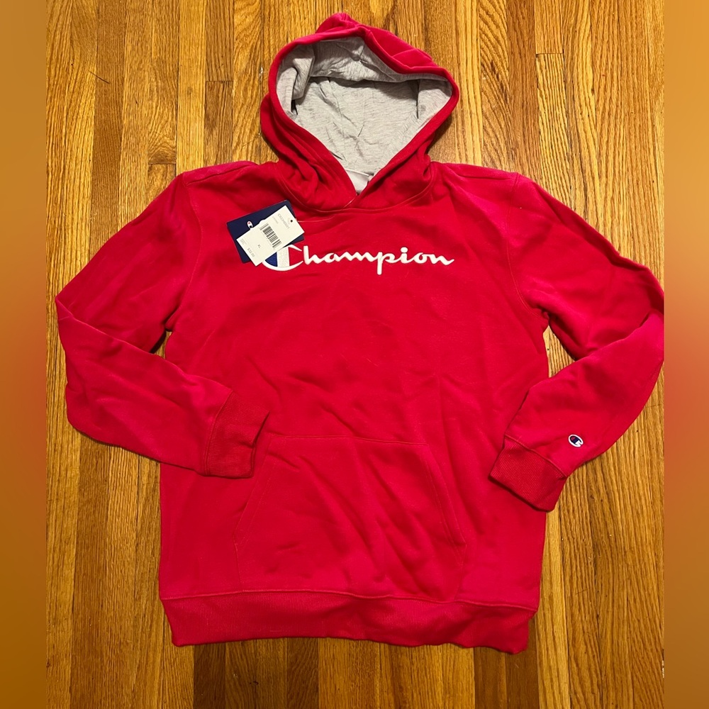 Champion Red Pullover Fleece Hoodie NWT